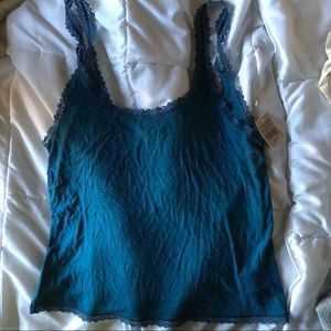 American Eagle lace trim teal tank top